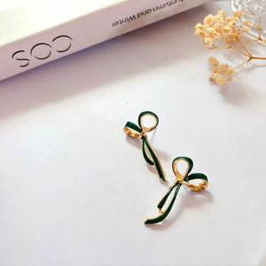 Japan Korea Multicolour Enamel Big Bow Bowknot Ear Stud Glossy Simple Dangling Tie Knot Shape Drop Earrings Wedding Jewelry 2024