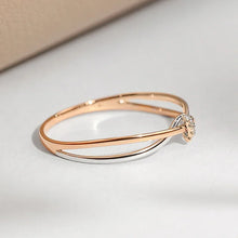 Huitan Gorgeous Fresh Two Tone Twisty Designed Rings for Women Intersperse Bling Bling Cubic Zirconia Trendy Rings Charm Jewelry