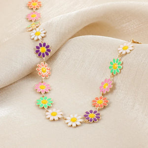 Korean Flower Daisy Clavicle Chain Necklace Women Choker Statement Wedding Bridal Pendant Jewelry Girls Gift Neck Accessories