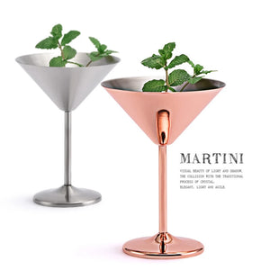 Stainless Steel Martini Cocktail Glass High Base Wine Glass Unbreakable Wine Glass Metal Bar Champagne Glass