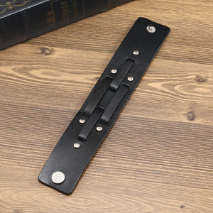 Leather Bracelet For Men New Punk Style Leather Bracelets, Exaggerated Button Rivet Accessories Simple Bracelet