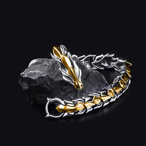 Personality Hip Hop Dragon Head Dragon Scale Bracelet Retro Exaggerated Men's Stainless Steel Bracelet Jewelry Accessories Gifts