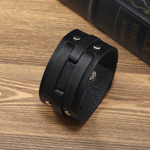 Leather Bracelet For Men New Punk Style Leather Bracelets, Exaggerated Button Rivet Accessories Simple Bracelet