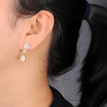 Luxury Drop earrings Natural Opal gemstones with 925 sterling silver elegantly designed women's daily wear fashion gift