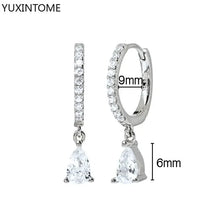 925 Sterling Silver Ear Needle Fashion Hoop Earrings White Crystal Luxury Women's Silver Earrings Wedding Women's Jewelry Gift