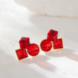 925 Silver Needle Korean Fashion Colorful Cube Crystal Earrings For Women Jewelry 2024 Trending New Sweet Zircon Stud Earrings