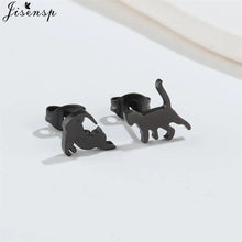 Small Stainless Steel Cat Earrings 2022 Minimalist Cute Kitten Animal Stud Earings Korea Style Girls Ear Jewelry Accessories