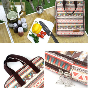 New CLS Outdoor Cookware Set Camping BBQ Handbag Stainless Steel Knives Cutting Board Picnic Storage Bag 식기 가방 Only The Package