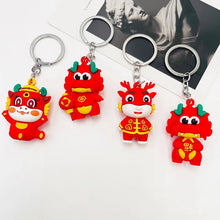 Cartoon Pvc Chinese Zodiac New Year Dragon Keychain Red Tangzhuang Dragon Baby Pendant Key Chain Men Women Key Ring Accessories