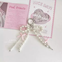 2025 New Korean Fashion Sweet Pearl Bow Keychain Heart Pendant Keyring Y2K Ins Aesthetic Holder for Girl Bag Pendant Accessories