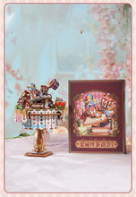 Alice Tea Party Music Box DIY Wooden 3D Puzzle Model Building Kits with Rotating Table Princess Gift for Girls Birthday