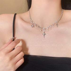 Trending Style Shiny Pendant Necklace For Women Korean Fashion Sweet Clavicle Chains Choker Wedding Party Birthday Gifts Jewеlry