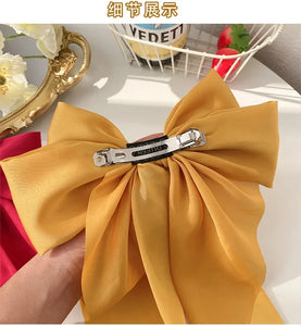 Solid Color Satin Ribbon Big Bows Hairpin Spring Clips Hair Accessories for Women Girls Trendy Korean Summer Headwear 2024