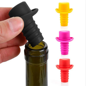 New Silicone Bottle Stopper for Bottles Cap Wine Cork Wine Pourer Stopper Silicone Caps Cute Top Hat Fresh-keeping Gel Cork Bar