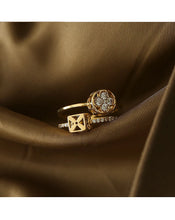2025 Classic Design Double Layer Flower Shape Gold Color Open Ring Luxury Accessories for Korean Fashion Jewelry Girls' Fingers
