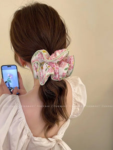 2023 Korean Fashion Big Printed Scrunchie Women Girls Elastic Hair Rubber Band Accessories Tie Hair Ring Rope Headdress Headwear