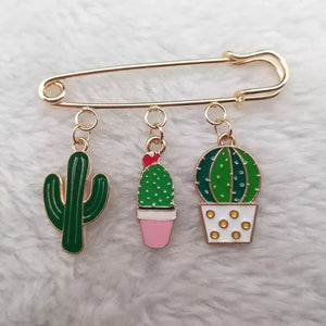 Potted Plant Cactus Enamel Pin Metal Cute Brooch Boys and Girls Flower Brooch Plant Souvenir Gift Handmade Jewelry