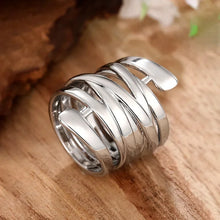 2025 New Korean Style Creative Copper Ring Women's Exaggerated Fashion Smooth Multi Layer Wrapped  Geometric Lines