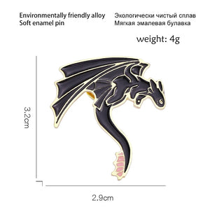Cartoon Black And White Dragon Enamel Pins Cute Fun Couple Monster Alloy Brooch Badge Trendy Lapel Jewelry Gift For Friends