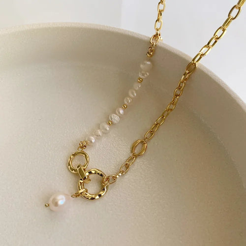 2024 New Natural Baroque Freshwater Pearl Pendant Necklace Geometric Irregular for Women Girls Party Jewelry Delicate Gift Korea