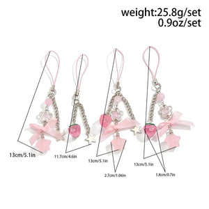 Ingemark 2025 New Korean Fashion Sweet Strawberry Bowknot Keychains Star Pendant Keyrings Ins Aesthetic Holder Bag Accessories