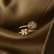 2025 Classic Design Double Layer Flower Shape Gold Color Open Ring Luxury Accessories for Korean Fashion Jewelry Girls' Fingers