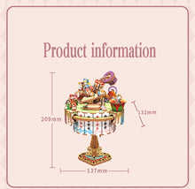 Alice Tea Party Music Box DIY Wooden 3D Puzzle Model Building Kits with Rotating Table Princess Gift for Girls Birthday