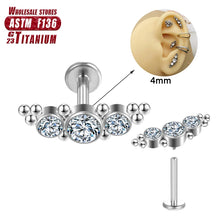 F136 Titanium Piercings Lip Beads CZ Tragus Women Septum Cartilage Spiral Earrings Studs Helix Charming Body Jewelry Wholesale