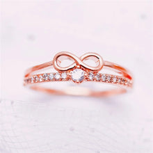 Huitan Chic Bow Shape Finger Ring for Women Infinity Sign Cubic Zirconia Rings Fashion Finger Accessories Daily Party Jewelry