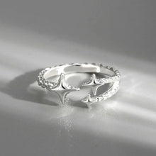 2025 New Korean Silver Color Four Pointed Star Rings For Women Simple Y2k Cross Star Opening Adjustable Finger Ring Jewelry Gift