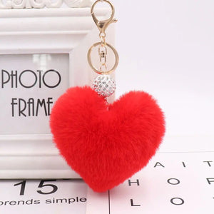 2023 Simple Love Fluff Charm Keychain Jewelry Accessories For Women Fashion Zircon Ball Key Chain Car Bag Soft Plush Key Ring