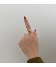 2025 Classic Design Double Layer Flower Shape Gold Color Open Ring Luxury Accessories for Korean Fashion Jewelry Girls' Fingers