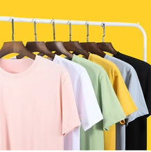 Men's T-shirt Short Sleeve Loose O-Neck T-shirt Summer Large Size Undershirt Couple T-shirt Solid Color Men's Top T-shirt