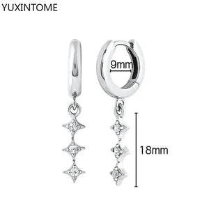 925 Sterling Silver Ear Needle Fashion Hoop Earrings White Crystal Luxury Women's Silver Earrings Wedding Women's Jewelry Gift