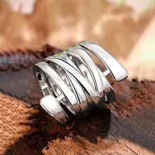 2025 New Korean Style Creative Copper Ring Women's Exaggerated Fashion Smooth Multi Layer Wrapped  Geometric Lines