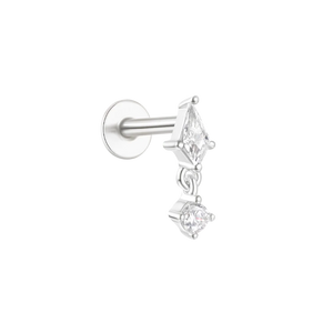 CANNER 1PC Ins Simple Flat Head Pierced Stud Earring Women 925 Sterling Silver Ins Tassel Chain Marquise Earring Party Gift