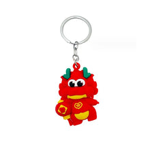 Cartoon Pvc Chinese Zodiac New Year Dragon Keychain Red Tangzhuang Dragon Baby Pendant Key Chain Men Women Key Ring Accessories