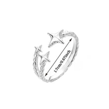 2025 New Korean Silver Color Four Pointed Star Rings For Women Simple Y2k Cross Star Opening Adjustable Finger Ring Jewelry Gift