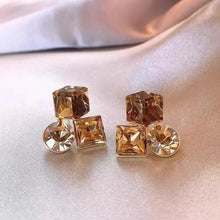 925 Silver Needle Korean Fashion Colorful Cube Crystal Earrings For Women Jewelry 2024 Trending New Sweet Zircon Stud Earrings