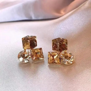 925 Silver Needle Korean Fashion Colorful Cube Crystal Earrings For Women Jewelry 2024 Trending New Sweet Zircon Stud Earrings