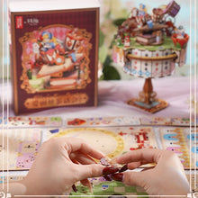 Alice Tea Party Music Box DIY Wooden 3D Puzzle Model Building Kits with Rotating Table Princess Gift for Girls Birthday