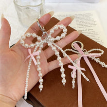 2025 New Korean Fashion Sweet Pearl Bow Keychain Heart Pendant Keyring Y2K Ins Aesthetic Holder for Girl Bag Pendant Accessories
