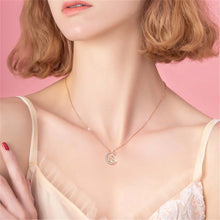 Korean-style Cute Rabbit Picking Stars Crystal Pendant Necklace Girl Jewelry Star-moon Clavicle Chain Exquisite Birthday Gifts