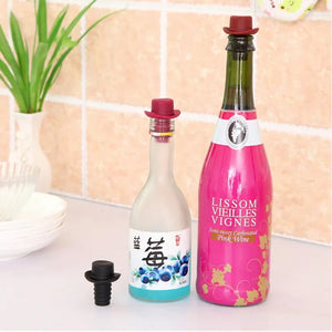 New Silicone Bottle Stopper for Bottles Cap Wine Cork Wine Pourer Stopper Silicone Caps Cute Top Hat Fresh-keeping Gel Cork Bar
