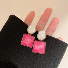 925 Silver Needle Korean Fashion Colorful Cube Crystal Earrings For Women Jewelry 2024 Trending New Sweet Zircon Stud Earrings
