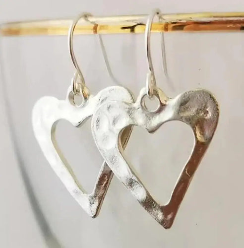 Korean Romantic Simple Sliver Color Heart Hollow Dangle Earrings For Women Party Birthday Fashion Custom Jewelry