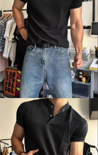 Short-sleeved T-shirt for Men Summer American-style Sports Fitness Regular Shoulder Muscle-revealing Three-quarter Sleeve