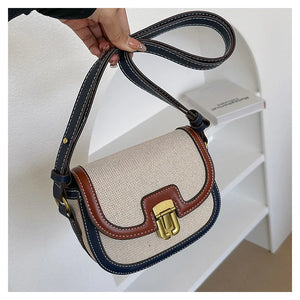 2025 New! Korean Minimalist Color - Block Single - Shoulder Crossbody Bag, Retro Saddle Style, Versatile Underarm Tote