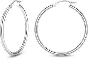 Fansilver S925 Sterling Silver Hoop Earrings 14K Gold Plated Hoop Earrings Hypoallergenic Lightweight Earrings for Women Girls