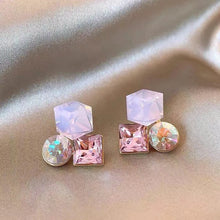 925 Silver Needle Korean Fashion Colorful Cube Crystal Earrings For Women Jewelry 2024 Trending New Sweet Zircon Stud Earrings